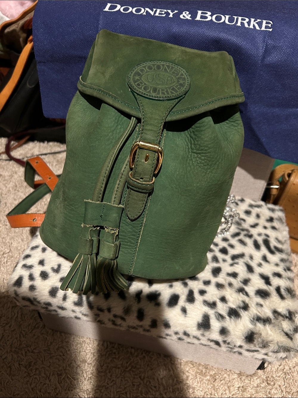 Dooney & Bourke Vintage Mini Nubuck Green Leather Backpack